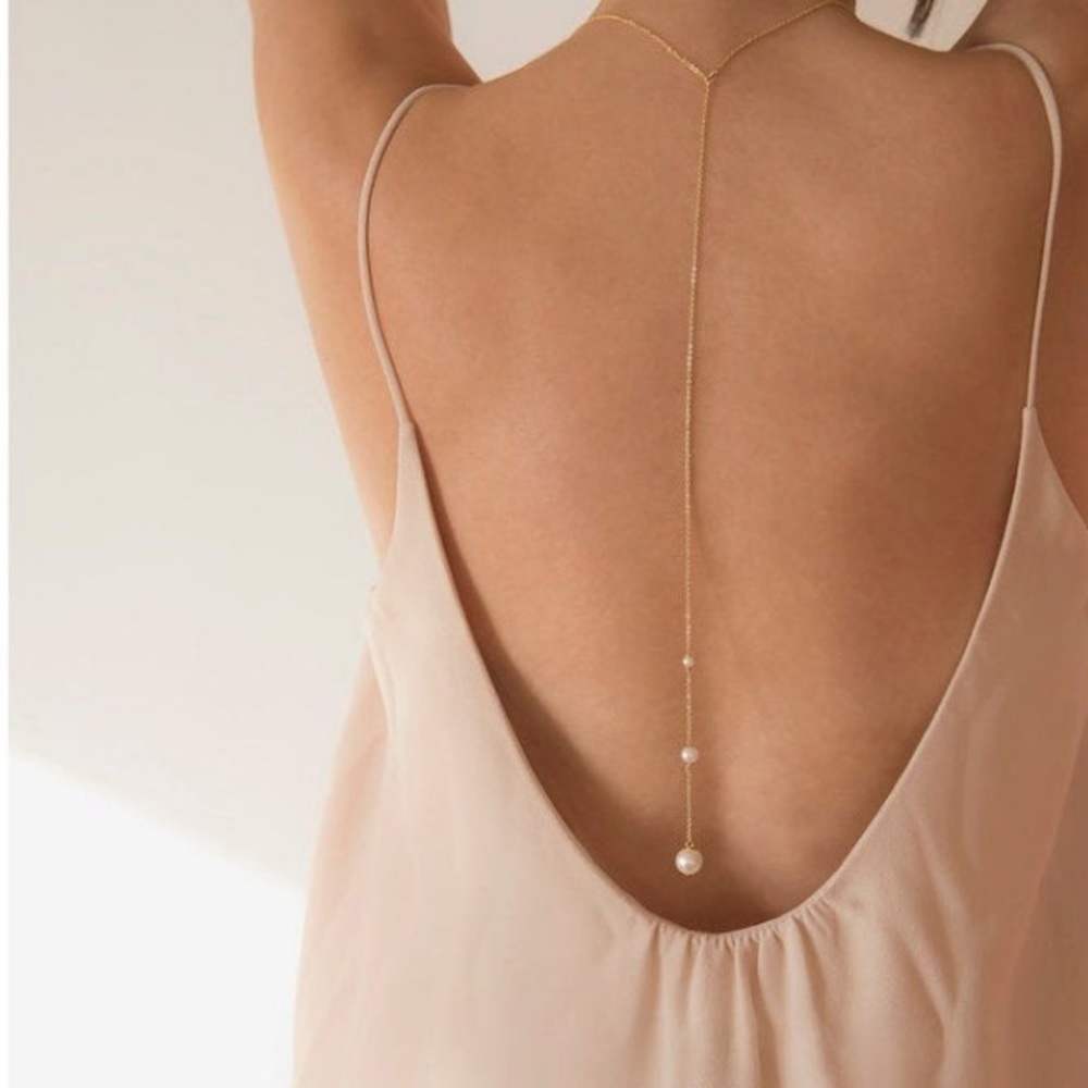 Delicate Pearl Back Necklace on Silver Chain